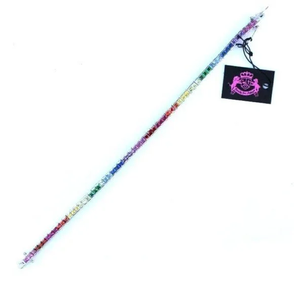 Princess Cut Covenant Gods Promise Over the Rainbow Colorful Cz Tennis Bracelet - Picture 8 of 11